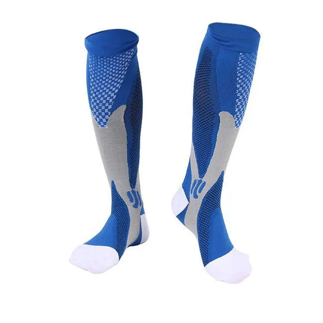 Blue Compression Knee Socks, Breathable Socks (Pair)