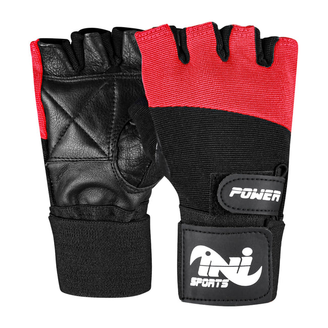 INI Leather Gloves Red & Black