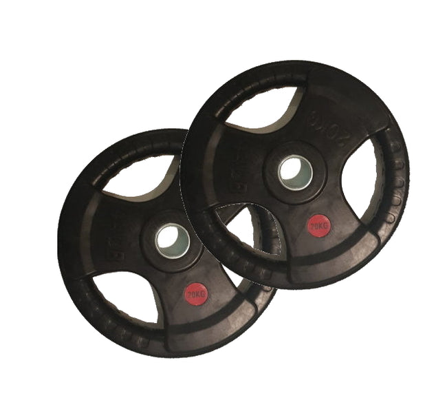 Pair 20kg Olympic Rubber Trigrip Weight Plates (2 inch 50mm)