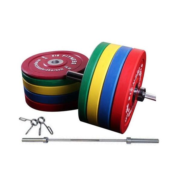 Olympic Barbell Set - 100kg Colour Plates with 7ft Barbell