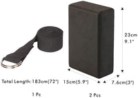 Pair of Yoga Blocks (Black) and Yoga Strap (Black) freeshipping - Fitness Equipment Dublin